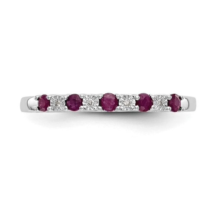 Buy Stylish 14K White Gold Diamond & Ruby Eternity Band, .01 Carat-4