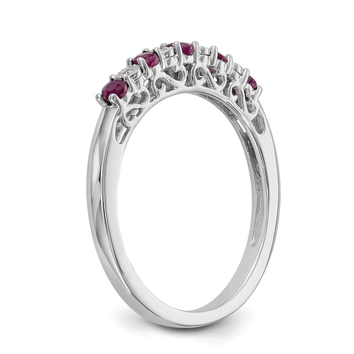 Buy Stylish 14K White Gold Diamond & Ruby Eternity Band, .01 Carat-6