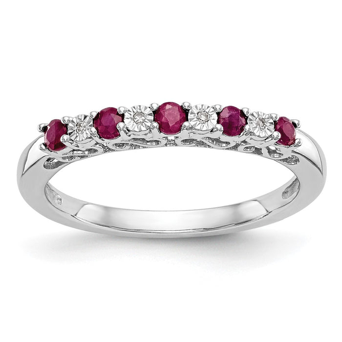 Buy Stylish 14K White Gold Diamond & Ruby Eternity Band, .01 Carat-1