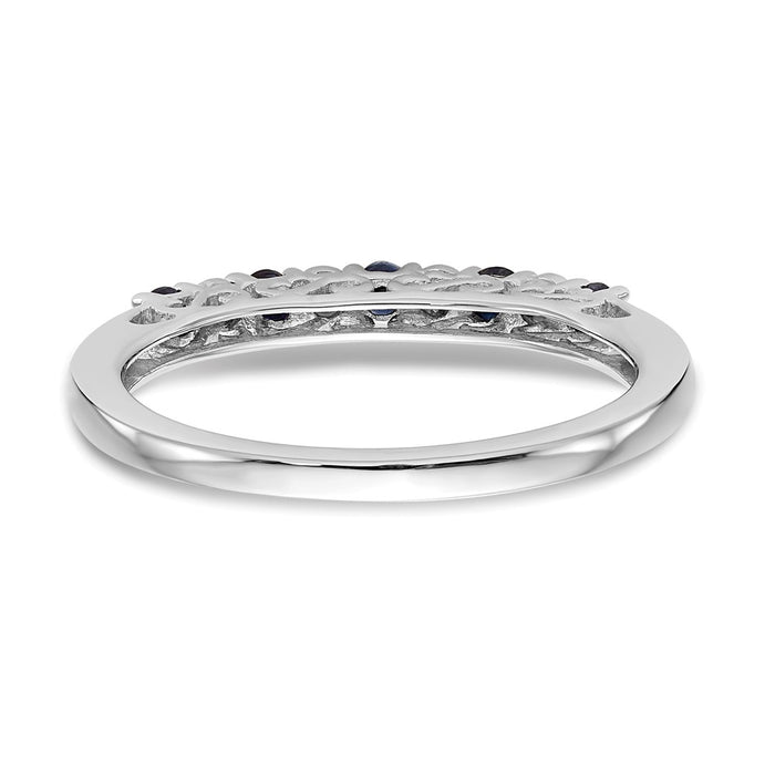 Designer 14K White Gold Diamond & Blue Sapphire Eternity Band, .01 Carat-5