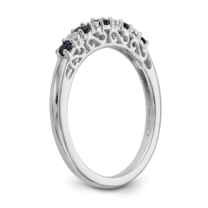 Designer 14K White Gold Diamond & Blue Sapphire Eternity Band, .01 Carat-6