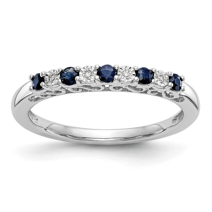 Designer 14K White Gold Diamond & Blue Sapphire Eternity Band, .01 Carat-1
