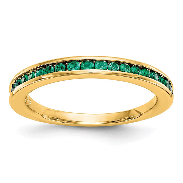 High-Quality 14K Yellow Gold Emerald Channel Set Band - Stylish Luxury Value-1