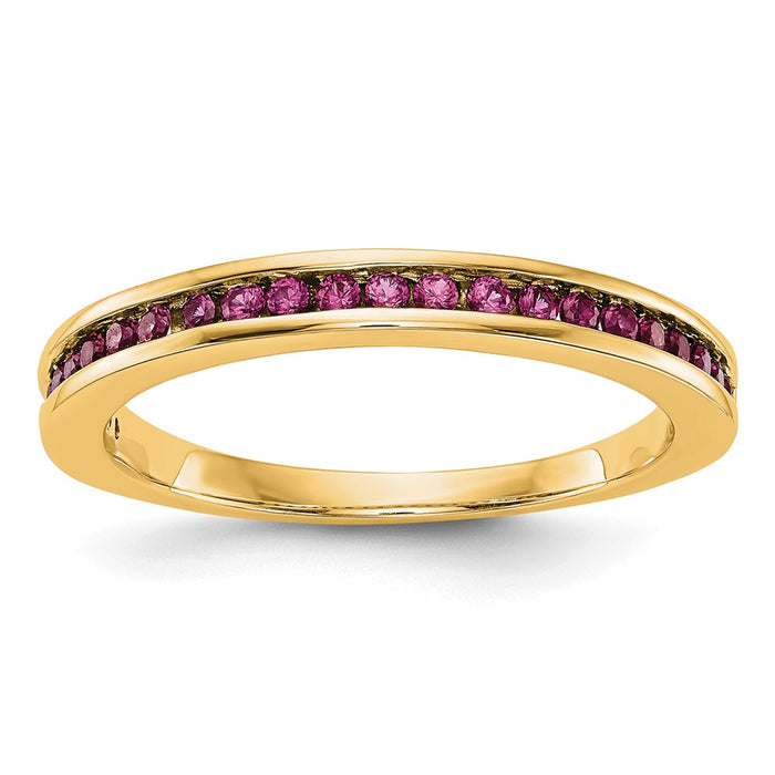 High-Quality 14K Gold Ruby Channel Set Band - Stylish Luxury Jewelry Design-1