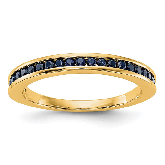 Buy Stylish 14K Yellow Gold Blue Sapphire Channel Set Band - 6mm Width, Luxury Design-1