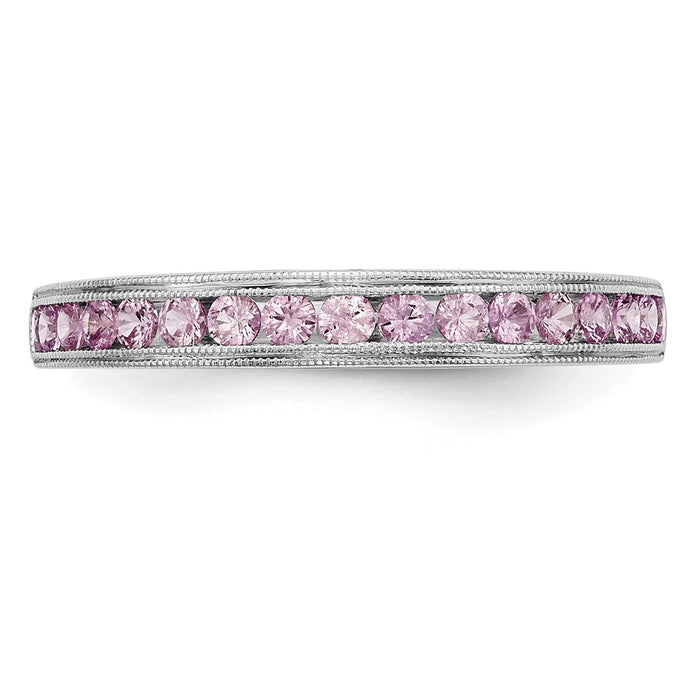 Exclusive 14K White Gold Pink Sapphire Channel Set Band - Stylish & Affordable-3
