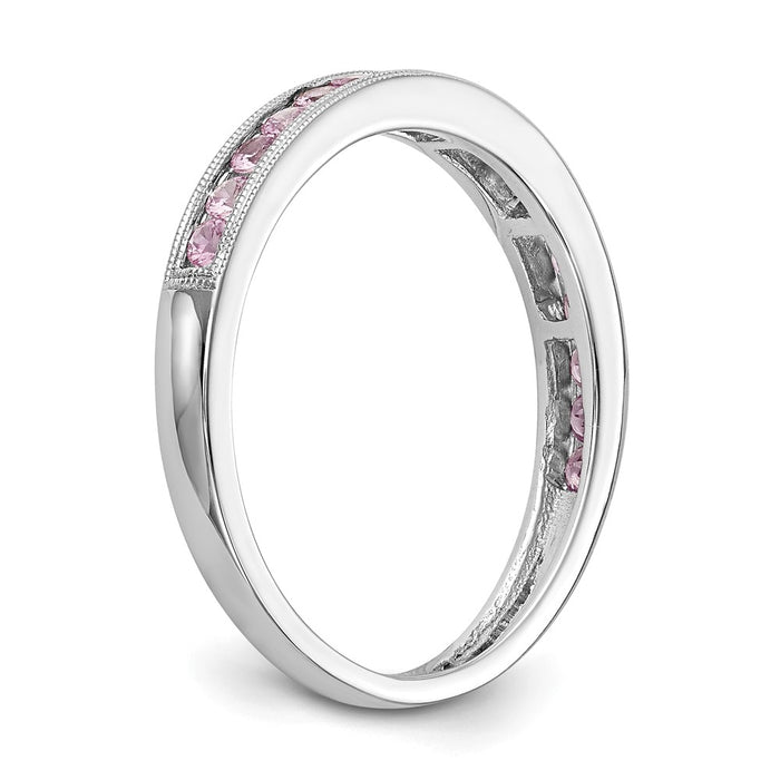 Exclusive 14K White Gold Pink Sapphire Channel Set Band - Stylish & Affordable-5