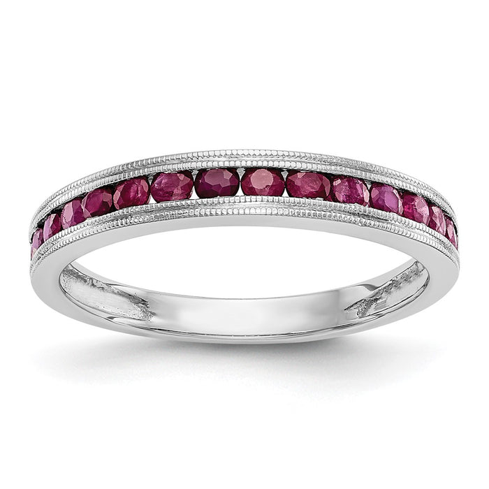 High-Quality 14K White Gold Ruby Channel Set Band - Stylish & Affordable!-1