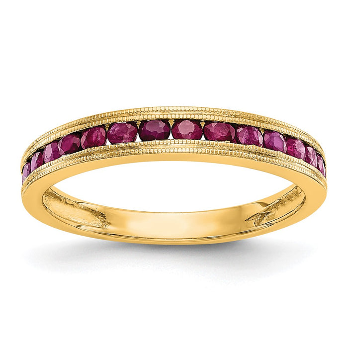 Shop Stylish 14K Yellow Gold Ruby Channel Set Band - Affordable Luxury Jewelry-1