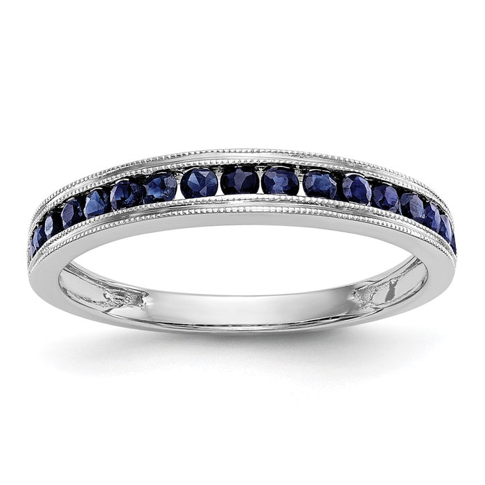 Buy Stylish 14K White Gold Channel Set Band with Blue Sapphires, 7mm-1