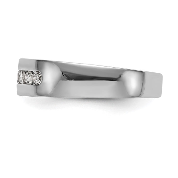Exclusive 14K White Gold Men's Channel Band - Stylish 5-Stone Setting-3