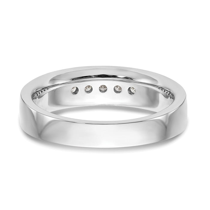 Exclusive 14K White Gold Men's Channel Band - Stylish 5-Stone Setting-5