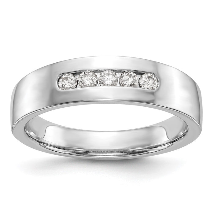 Buy Stylish Men's 14K White Gold 5-Stone Diamond Band - 1/4 Carat Value-1