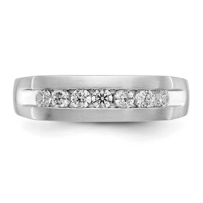 Exclusive 14K White Gold Men's Channel Band | 7-Stone 1/2 Carat Diamonds-4