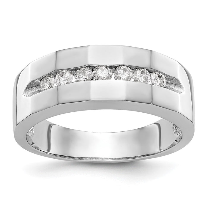 Buy Stylish 14K White Gold Men's Channel Band with 7-Stone Diamonds, 1/3 Carat-1
