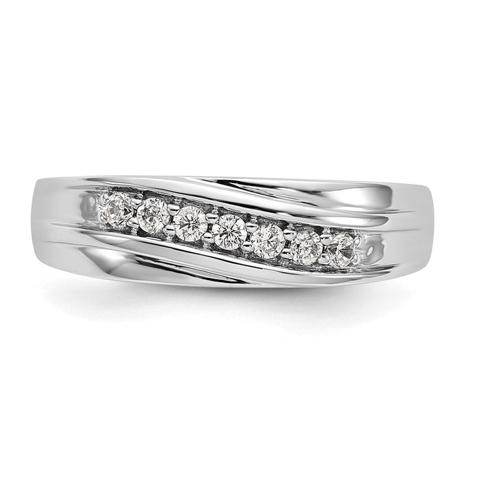 Exclusive 14K White Gold Men's Band with 1/4 Carat Diamond Accents-4