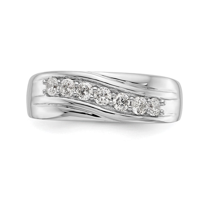 Exclusive 14K White Gold Men's Band with 1/2 Carat Diamond - Stylish Design-4