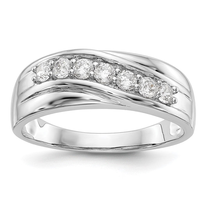 Exclusive 14K White Gold Men's Band with 1/2 Carat Diamond - Stylish Design-1