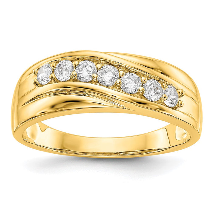 Buy Stylish 14K Yellow Gold Men's Band - 7-Stone 1/2 Carat Diamond Design-1