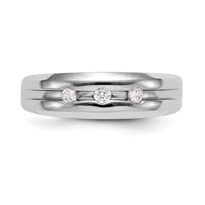 Buy Exclusive 14K White Gold Men's 3-Stone Diamond Band, 1/6 Carat Value-4