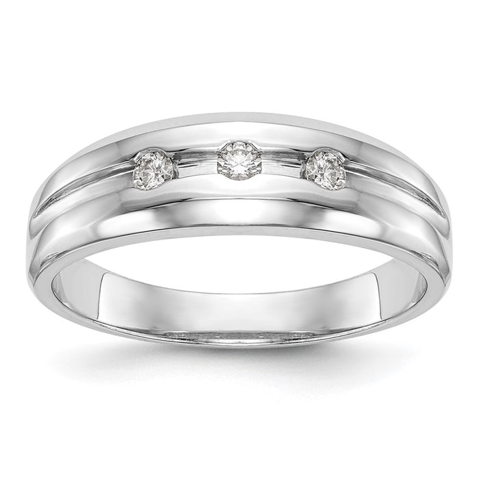 Buy Exclusive 14K White Gold Men's 3-Stone Diamond Band, 1/6 Carat Value-1