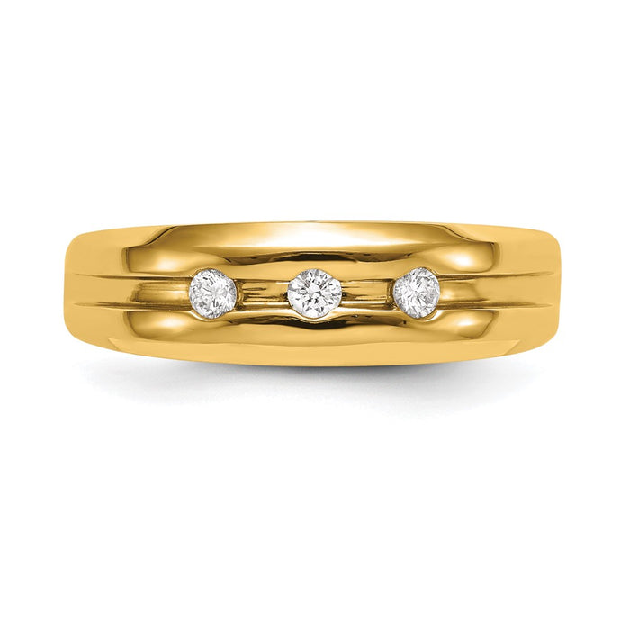 Buy Exclusive 14K Yellow Gold Men's 3-Stone Diamond Band - 1/6 Carat Value-4