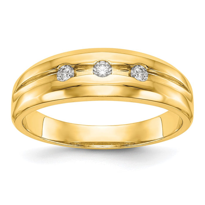 Buy Exclusive 14K Yellow Gold Men's 3-Stone Diamond Band - 1/6 Carat Value-1