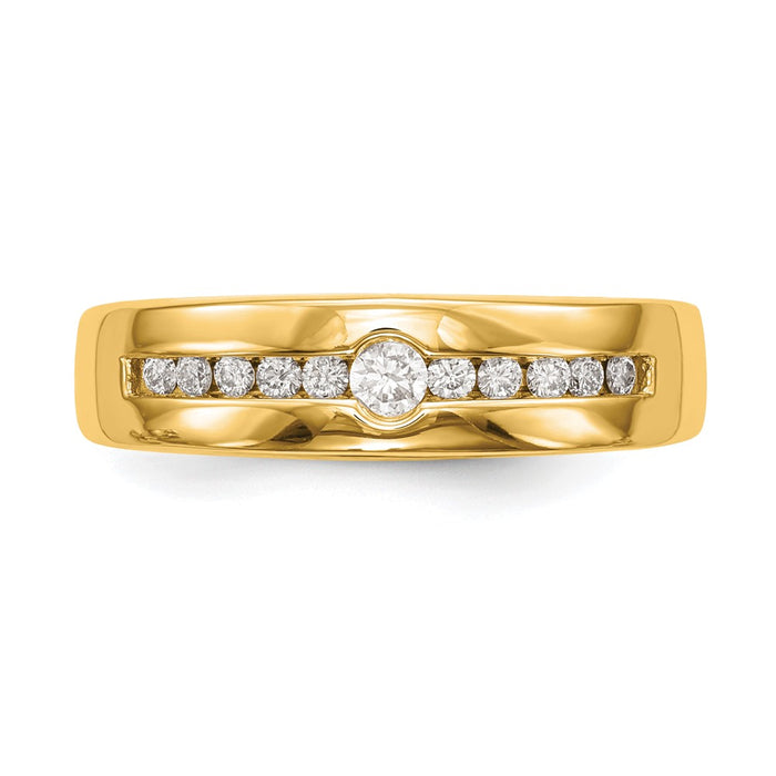 Buy Stylish 14K Yellow Gold Men's Channel Band with 1/4 Carat Diamonds-4