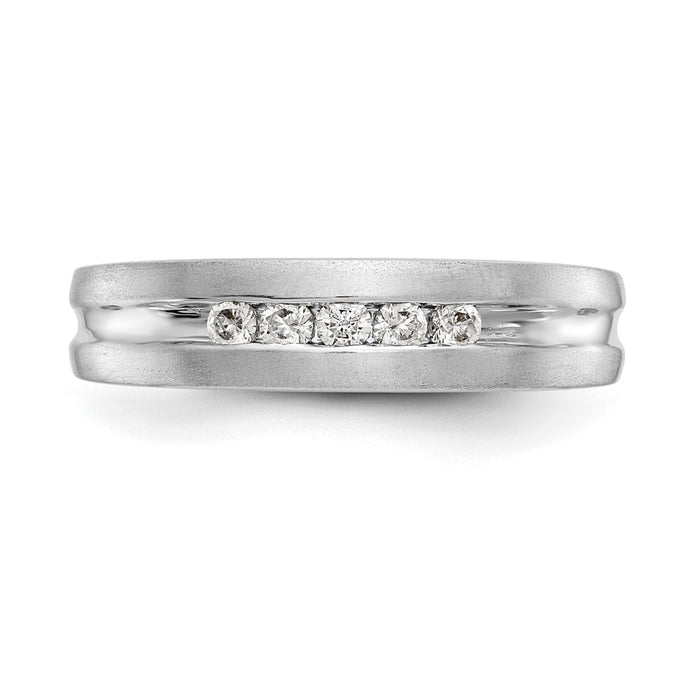 Exclusive Men's 14K White Gold 5-Stone Channel Band, 2.3mm Stones - Stylish Value-4