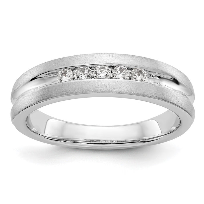 Exclusive 14K White Gold Men's Channel Band with 5-Stone 1/4 Carat Diamonds-1