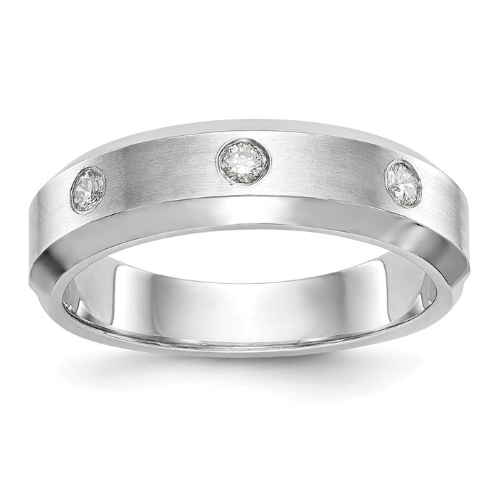 Buy Stylish Men's 14K White Gold 3-Stone Diamond Band - 1/6 Carat Value-1