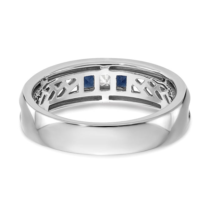 Buy Stylish Men's 14K White Gold Channel Band with 1/10 Carat Diamonds & Sapphires-5