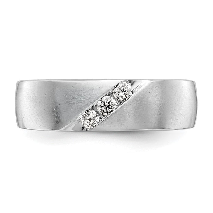 Buy 14K White Gold Men's 3-Stone Diamond Band - 1/5 Carat, Stylish Value-4
