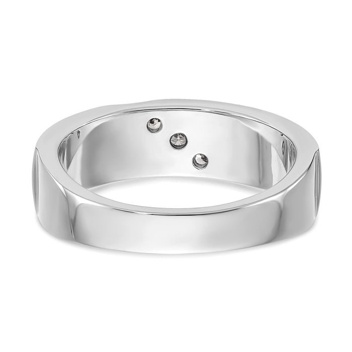 Buy 14K White Gold Men's 3-Stone Diamond Band - 1/5 Carat, Stylish Value-5