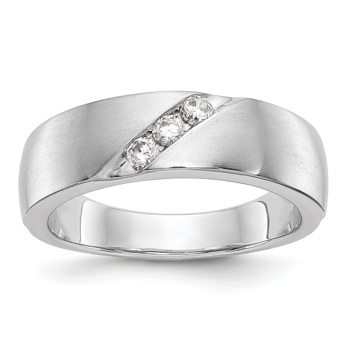 Buy 14K White Gold Men's 3-Stone Diamond Band - 1/5 Carat, Stylish Value-1