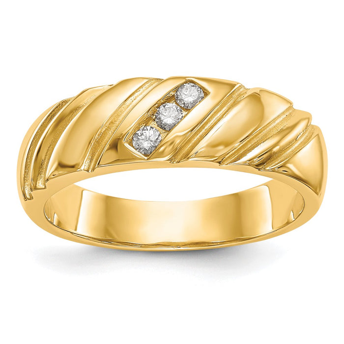 Buy Stylish 14K Gold Men's 3-Stone Diamond Band - 1/8 Carat Total Weight-1