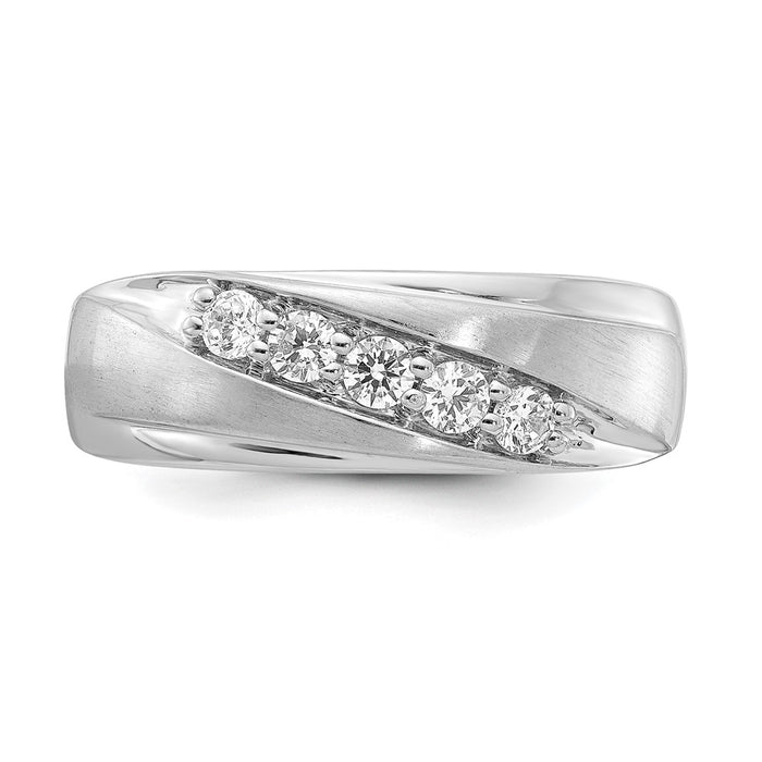 Buy Stylish 14K White Gold Men's 5-Stone Diamond Ring - 3/8 Carat Value!-4