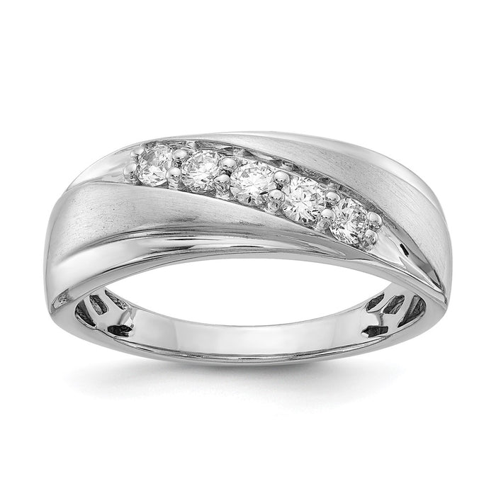 Buy Stylish 14K White Gold Men's 5-Stone Diamond Ring - 3/8 Carat Value!-1