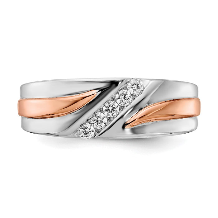 Buy Exclusive Men's 14k White & Rose Gold Diamond Band - 1/5 Carat, Stylish!-4