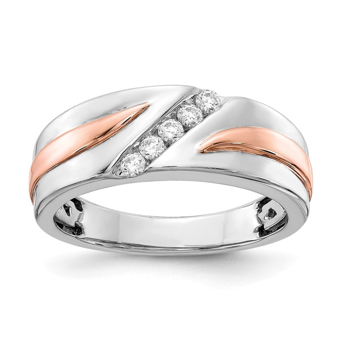 Buy Exclusive Men's 14k White & Rose Gold Diamond Band - 1/5 Carat, Stylish!-1