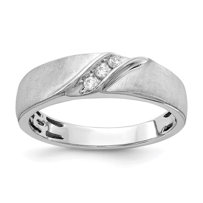Buy Stylish Men's 14K White Gold 3-Stone Diamond Ring - 1/10 Carat Value-1
