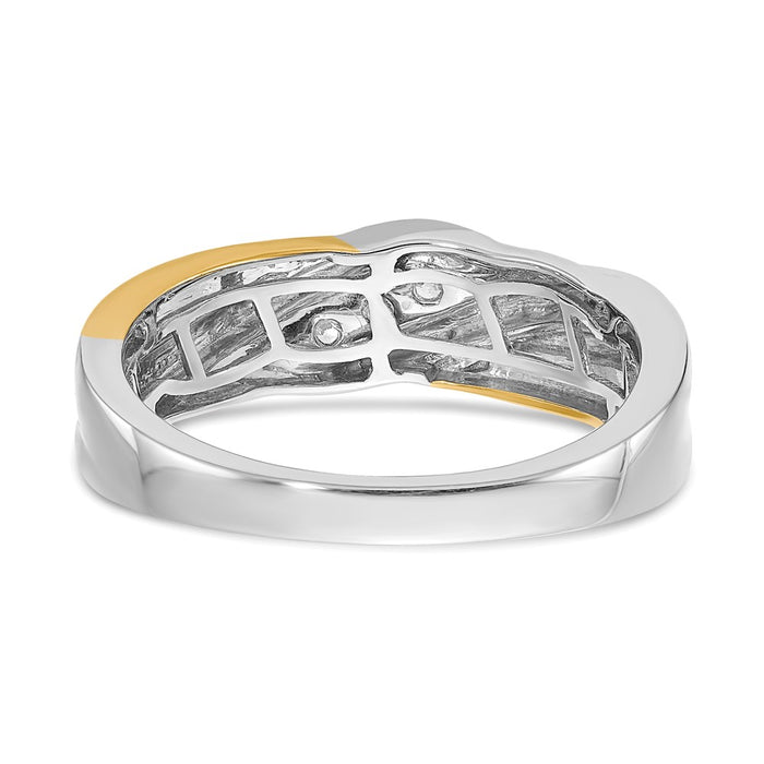 Buy Stylish 14K Two-Tone Men's Ring | 3-Stone Design & 1/6 Carat Diamonds-5