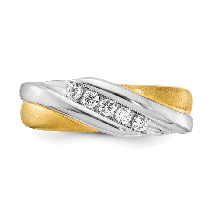 Buy Exclusive 14K Two-Tone Men's Ring with 5-Stone 1/4 Carat Diamond Accent-4