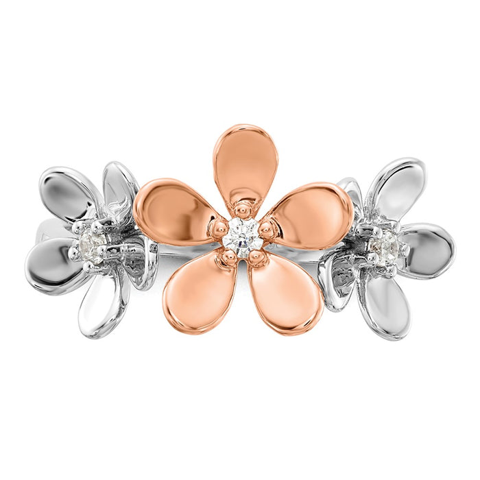 High-Quality 14K Rose & White Gold Floral Diamond Ring | Stylish & Affordable-5