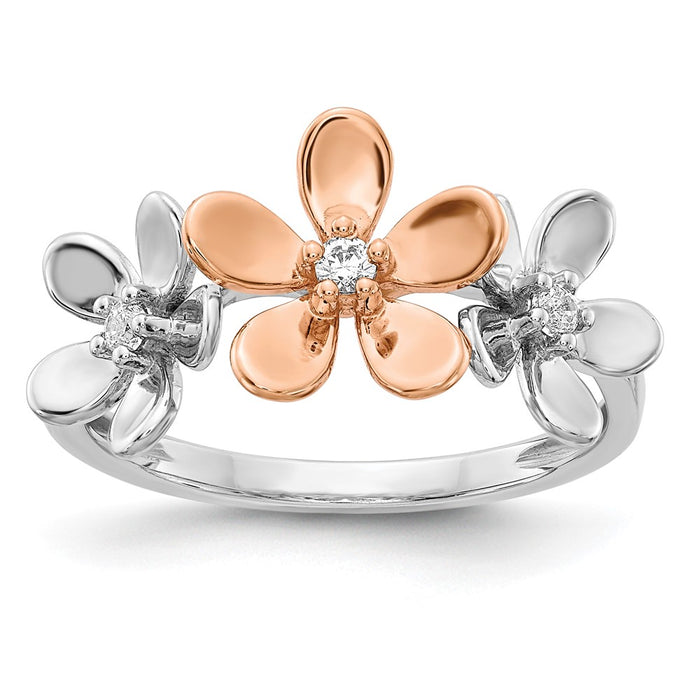 High-Quality 14K Rose & White Gold Floral Diamond Ring | Stylish & Affordable-1