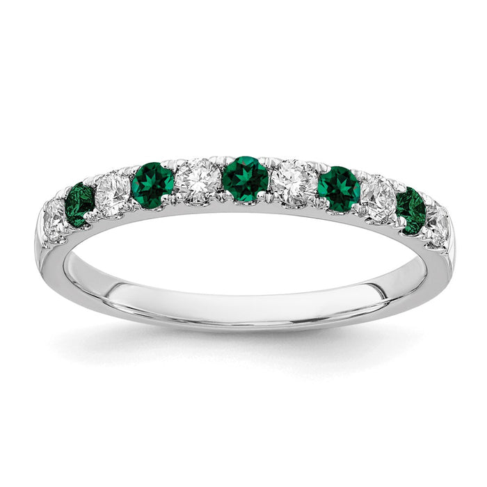 Buy Stylish 14K White Gold Band with 1/2 Carat Lab-Grown Diamond & Emeralds-1
