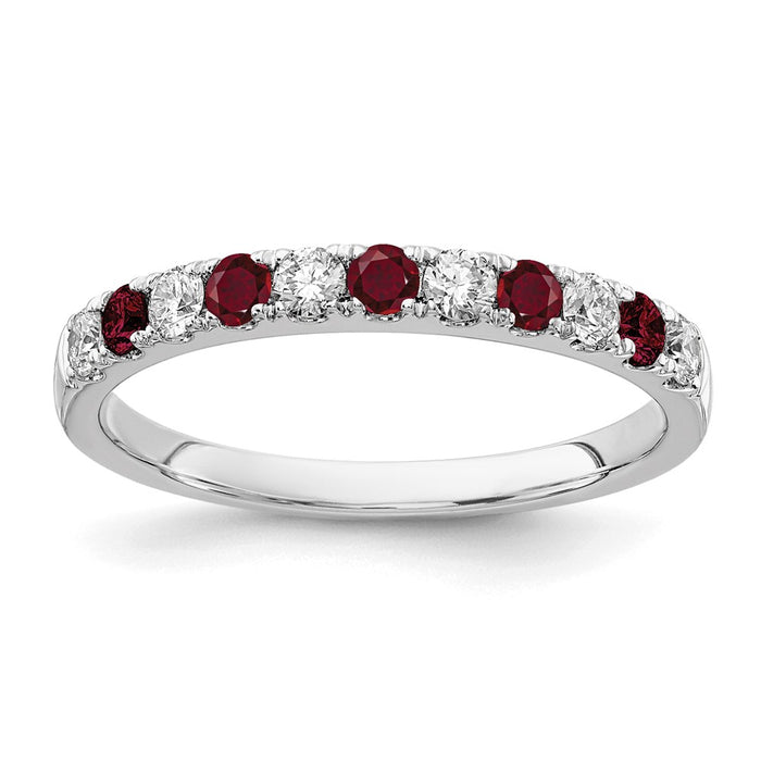 Exclusive 14K White Gold 1/2 Carat Lab-Grown Diamond Band with Ruby Accents-1
