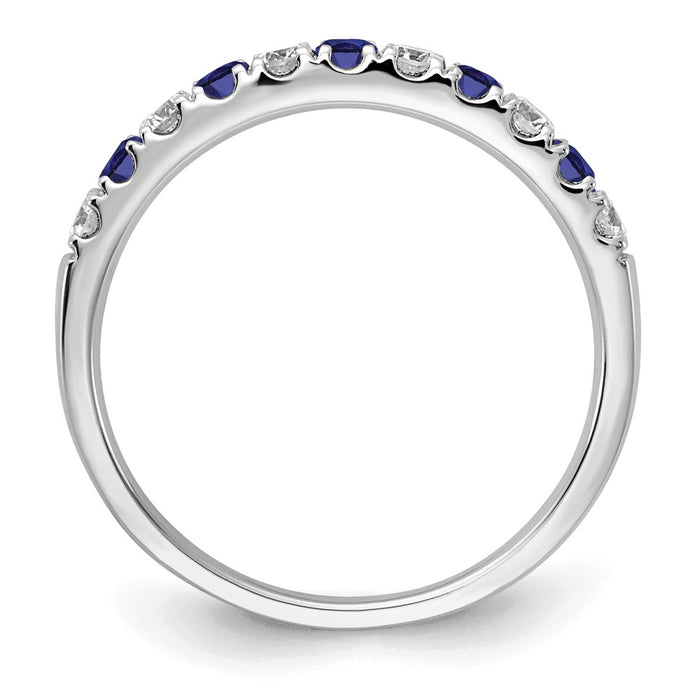 Exclusive 14K White Gold 1/2 Carat Diamond Band with Blue Sapphire Accents-2