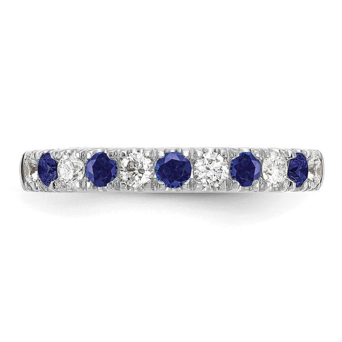 Exclusive 14K White Gold 1/2 Carat Diamond Band with Blue Sapphire Accents-4