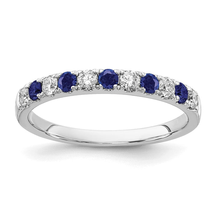 Exclusive 14K White Gold 1/2 Carat Diamond Band with Blue Sapphire Accents-1